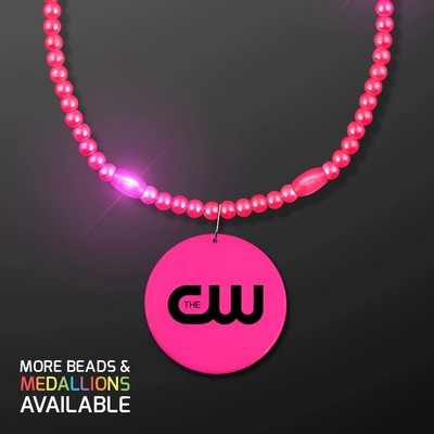 Pink Pizzazz Necklace Beads with Medallion - PRINTED