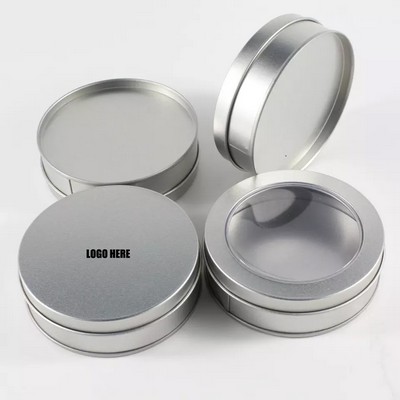 Round Tin Container w/Lid Window