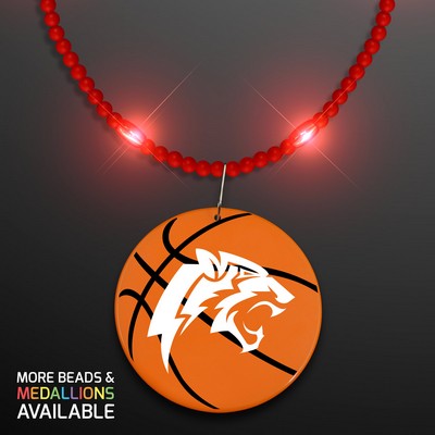 Still-Light Red Beads With Basketball Medallion - PRINTED