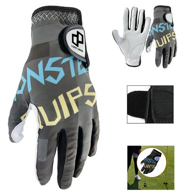 Printed Stretch Fabric Lambskin Golf Glove