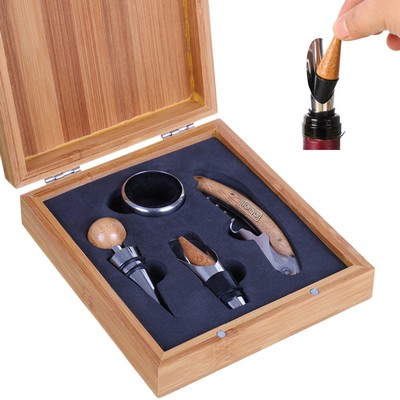 4-Piece Bamboo Wine Set