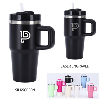 20 oz Insulated Stainless Steel Tumbler with Handle – Double Wall Travel Drinkware