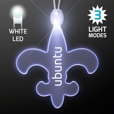 Light Up Fleur de Lis Acrylic Necklace with White LED - PRINTED
