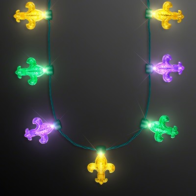 Fleur de Lis Light Bulbs Mardi Gras Necklace - BLANK