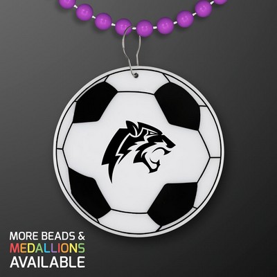 Soccer Ball Medallion with Purple Beaded Necklace (Non Light Up) - PRINTED