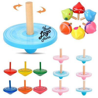 Colorful Painted Spinning Tops Kids Novelty Wooden Gyroscopes Toy