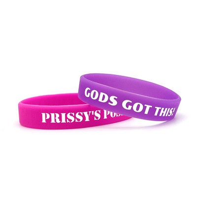 1/2" Custom Imprinted Silicone Wristband - High Quality