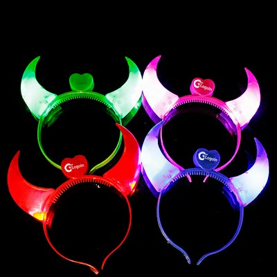 Flashing Red Devil Horns Light Up Headband
