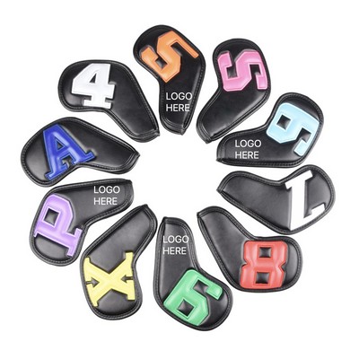 Golf Iron Head Cover PU Colorful Numbered Waterproof