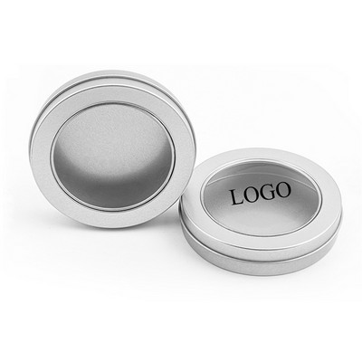 Round Tin Containers with Clear Top Window