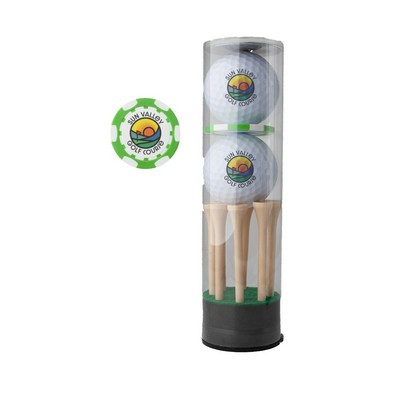 Callaway 2 Ball Direct Print Poker Chip Tube with Tees