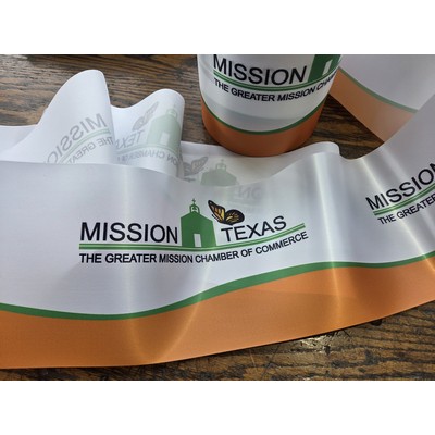 Cut Edge Polyester Satin Florist Ribbon w/Full Color Dye Sub Background (6" x 3.3 Yard Roll)