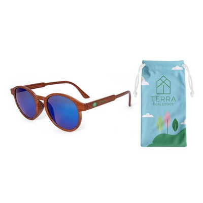 Woodgrain Frame, Metallic Lenses & FC pouch Retro Sunglasses