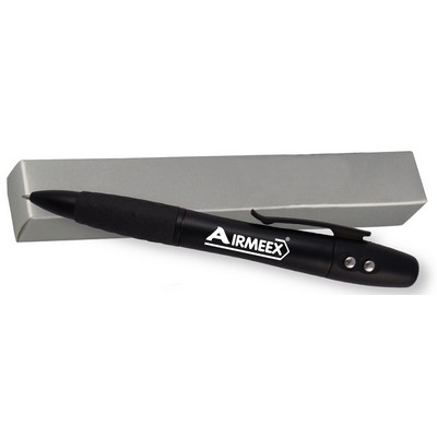 Black Triple Action Pen w/LED Light & Red Laser Pointer