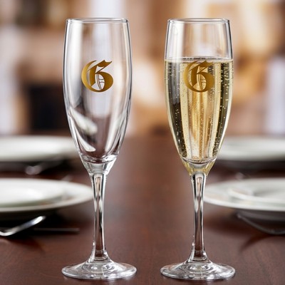 5.75 oz Champagne Flute Glass with Tapered Stem (Screen Printed)