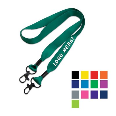 Custom Double Ended Lanyard w/ Black Lobster Claw & Metal Crimp