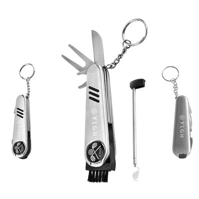 Golf Divot With Multi Carabiner Tools