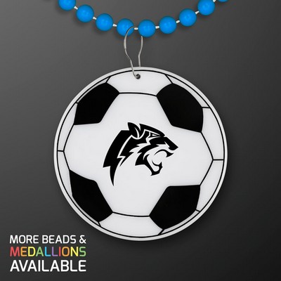Soccer Ball Medallion with Blue Beaded Necklace (Non Light Up) - PRINTED