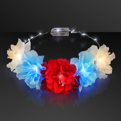 Red, White & Blue Flower Light Crowns for 4th of July - BLANK