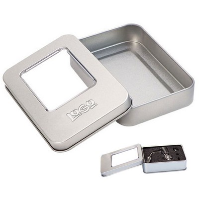 Mini Metal Storage Tin Box w/ Clear Window