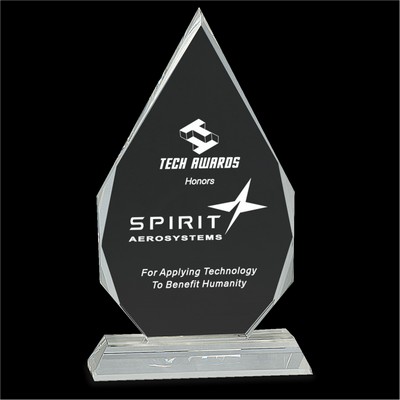 RUSH AWARD/Crystal Diamond Award on Clear Pedestal Base (10")