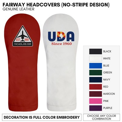 Genuine Leather Fairway Golf Club Headcover Logo Embroidered