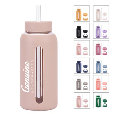 28 oz Glass Water Bottle with Silicone Sleeve