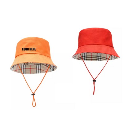 Wide Brim Fisherman Bucket Hat w/Adjustable String