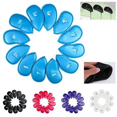 12Pcs Golf Iron Head Leather Covers