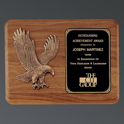 Genuine American Walnut Rounded Corner with Sculptured Eagle Relief Casting, 11"x15"